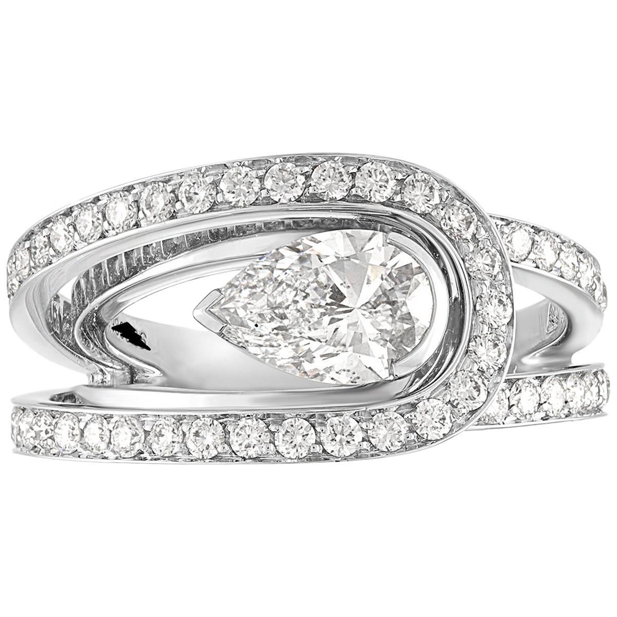 Fred of Paris GIA Certified 1.01 Carat E VVS1 Diamond Platinum Lovelight Ring