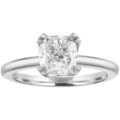 Bague de fiançailles solitaire en or avec diamant coussin de 1,70 carat G VS1, certifiée par le GIA