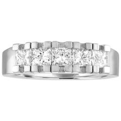 Five-Stone 1.05 Carat Diamond 18 Karat White Gold Half Band Ring 3