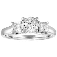 Three-Stone GIA Certified 0.90 Carat H VS2 Diamond Platinum Ring 12