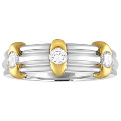 0.60 Carats Diamond Men's Platinum and Gold Wedding Band Ring