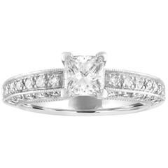 GIA Certified 0.71 Carat E VVS2 Diamond Platinum Gold Engagement Ring 3