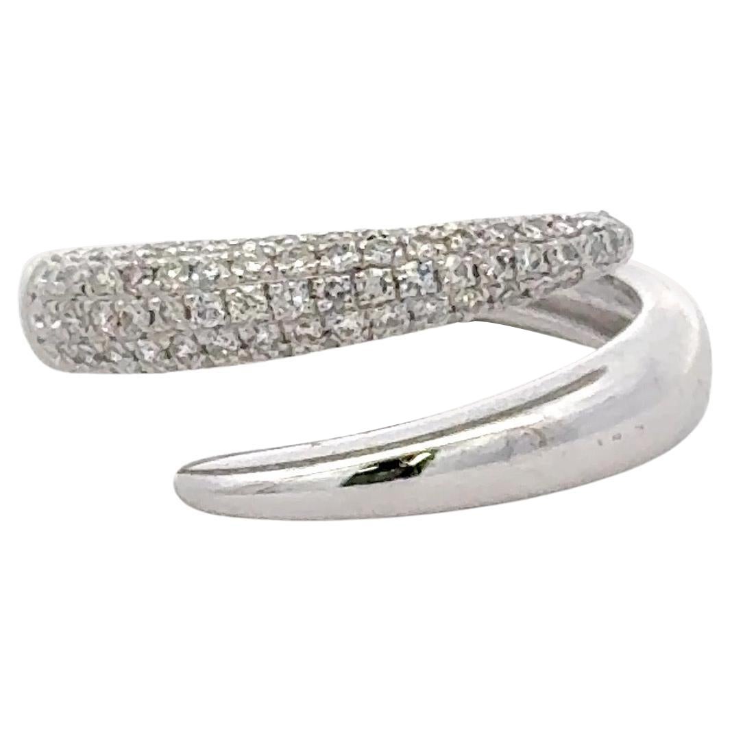 Diamond Claw Nail Ring 0.36 Carats G SI1 14 Karat White Gold 3.17 Grams