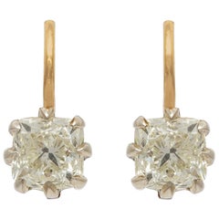 Boucles d'oreilles pendantes en diamant taillé à l'ancienne de 2,47 carats