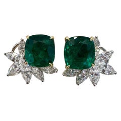 Pendientes Harry Winston de Esmeralda y Diamante en Platino,  Gübelin Certificado