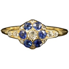 Antique Edwardian Sapphire Diamond Gold Ring 1911