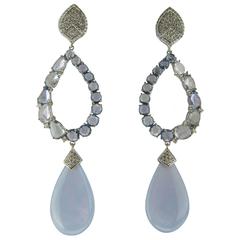 Round Irregular Sapphire Diamond Rainbow Earrings
