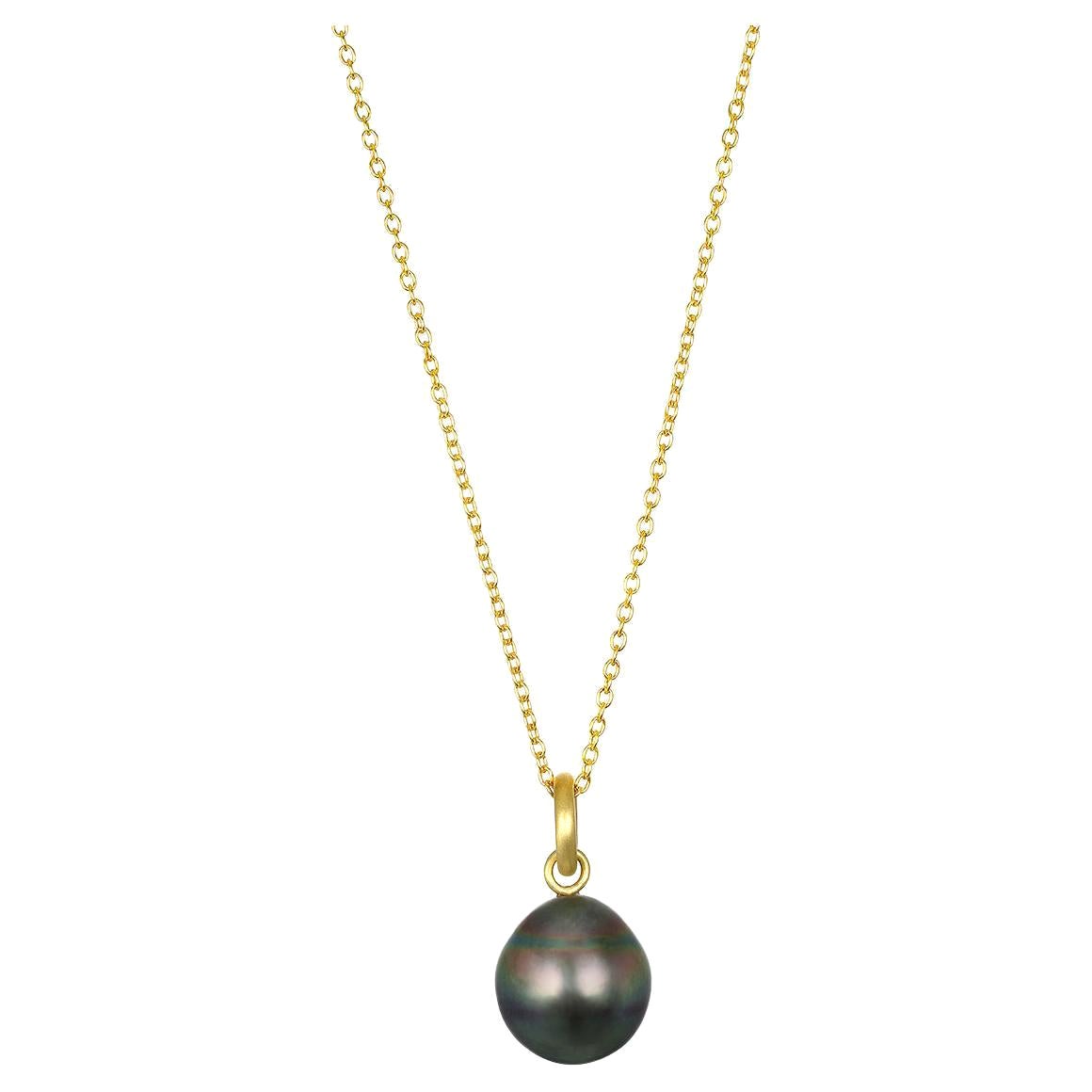 Faye Kim 18 Karat Gold Black Tahitian Baroque Pearl Pendant