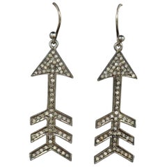 Pave Diamond Arrow Earring 925 Silver Diamond Vintage Earring Birthday Charm.
