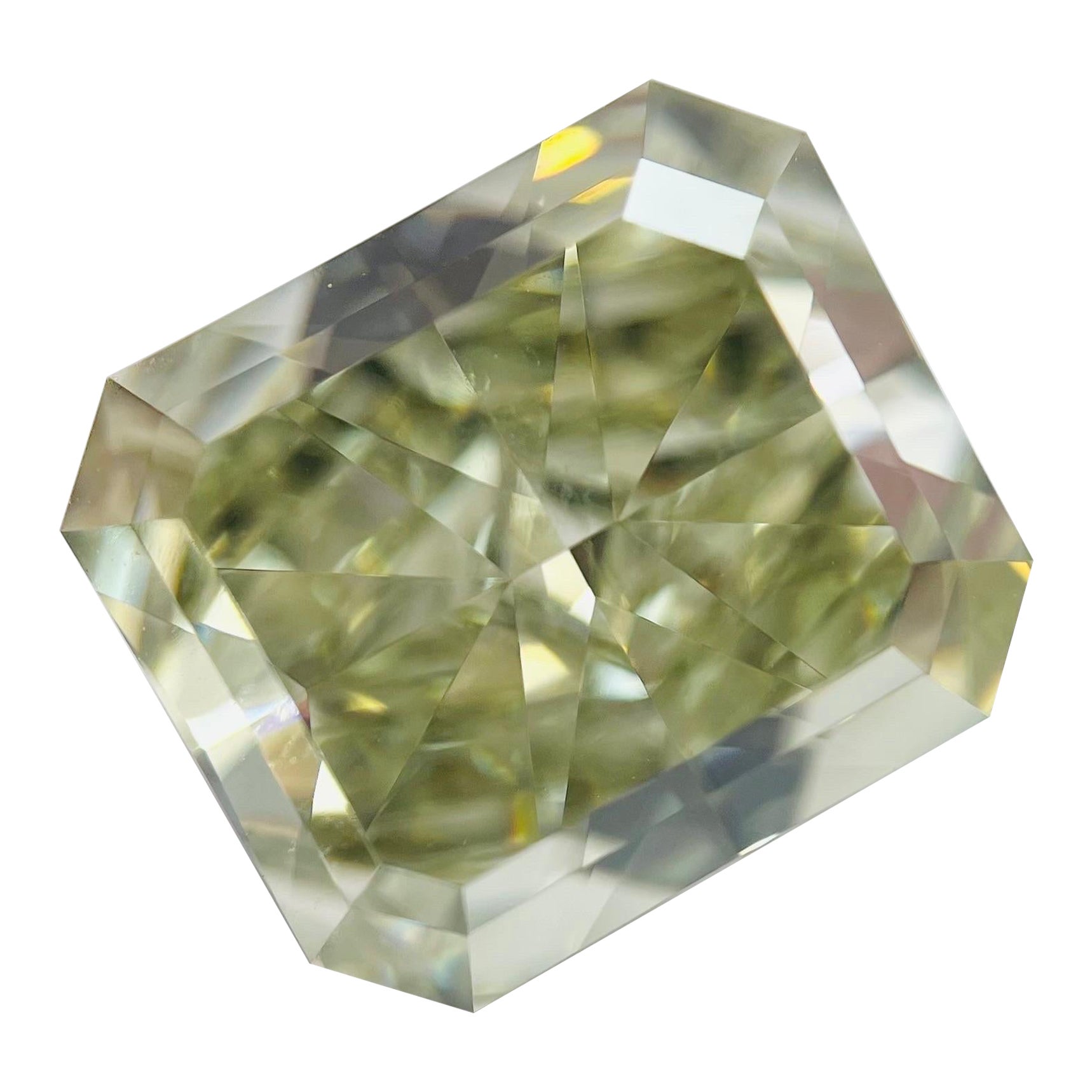GIA Radiant 6.17ct. Natural Loose F. Grayish Yellowish Green VVS2 Diamond