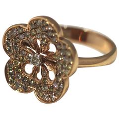 Rose Gold Diamond Encrusted Flower Ring Rose Gold Diamond Encrusted Flower Ring