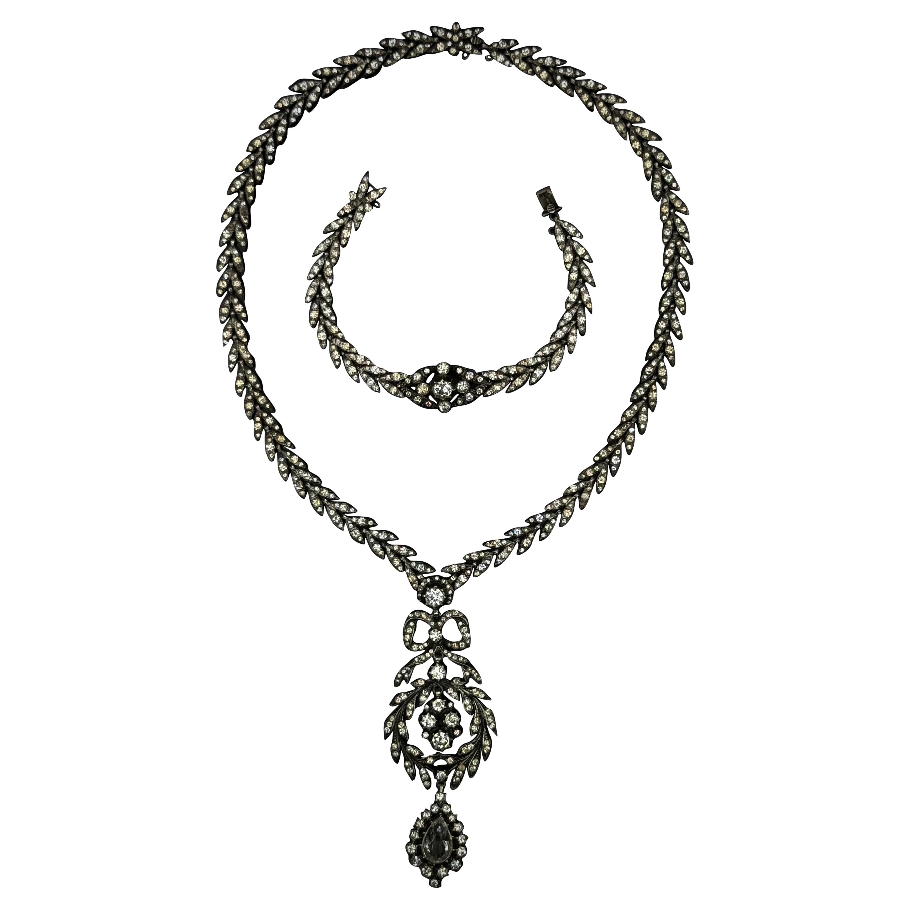Antico La Belle Époque Collana Bracciale Set d'argento portoghese del XIX secolo in vendita