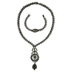 Antiguo collar La Belle Époque Juego de pulseras de plata portuguesa Siglo XIX