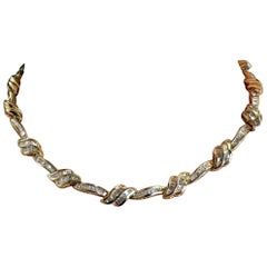 Vintage 14K Yellow Gold and Diamond Baguette Necklace