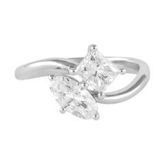 Alexander Beverly Hills GIA 1.25ct Oval & Princess Diamond Toi Et Moi Ring 18k