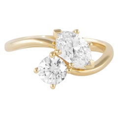 Alexander Beverly Hills GIA 1,17 Karat runder & Marquise Diamant Toi Et Moi Ring 18k