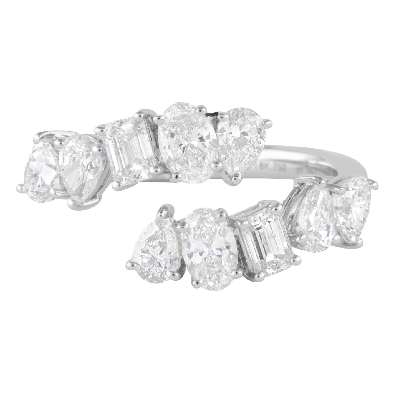 Alexander Beverly Hills 1.79ct Multi Diamond Bypass Ring 18k White Gold