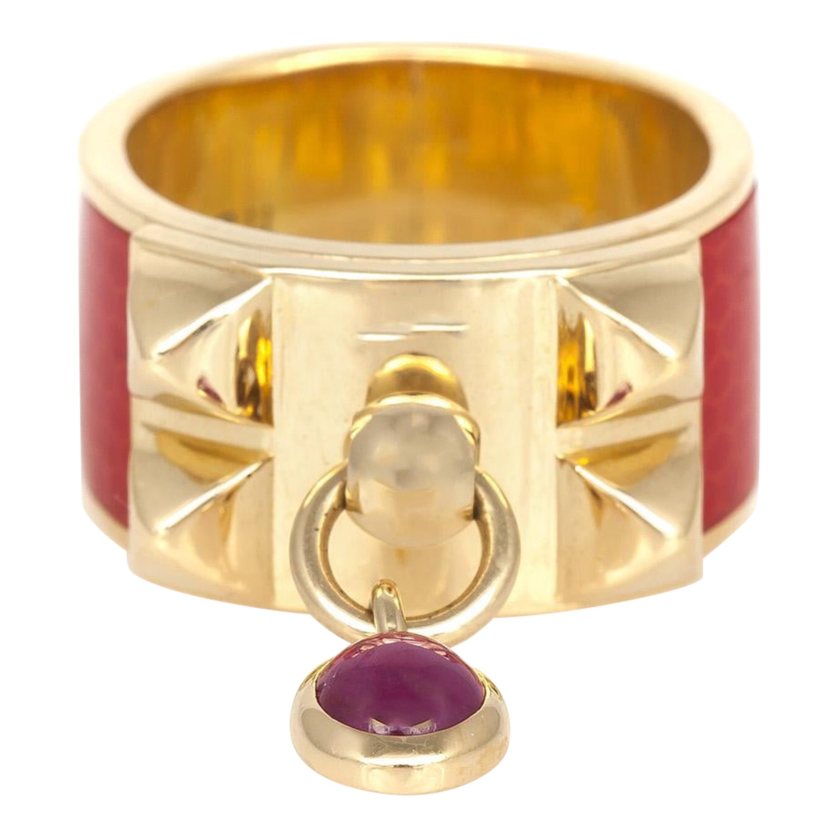 Hermes Collier De Chien Ring mit roter Emaille