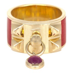Hermes Bague Collier De Chien en émail rouge