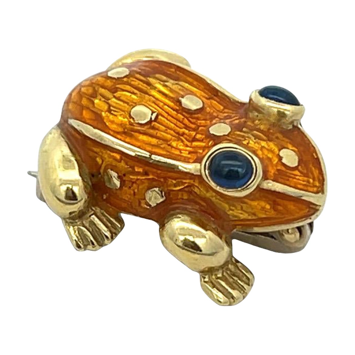 Nardi Enamel and Sapphire Frog Brooch
