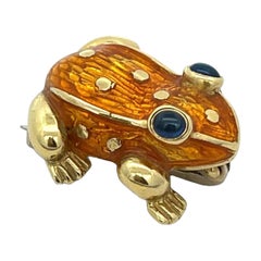Nardi Enamel and Sapphire Frog Brooch