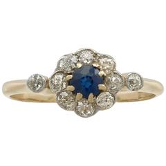 1920s Antique Sapphire Diamond Yellow Gold Ring 10