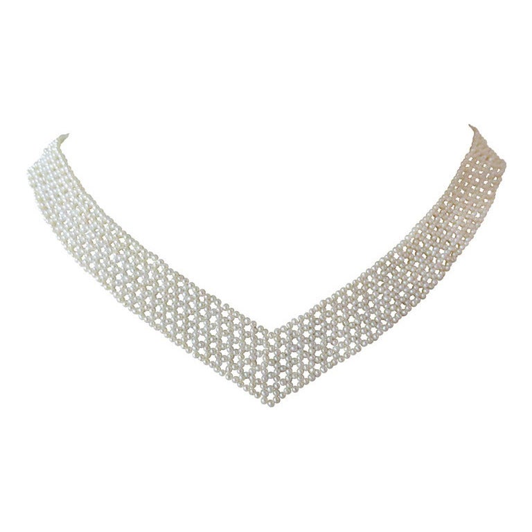 Marina J Collier de perles de rocaille tissées, multi-supports, avec fermoir en or. en vente