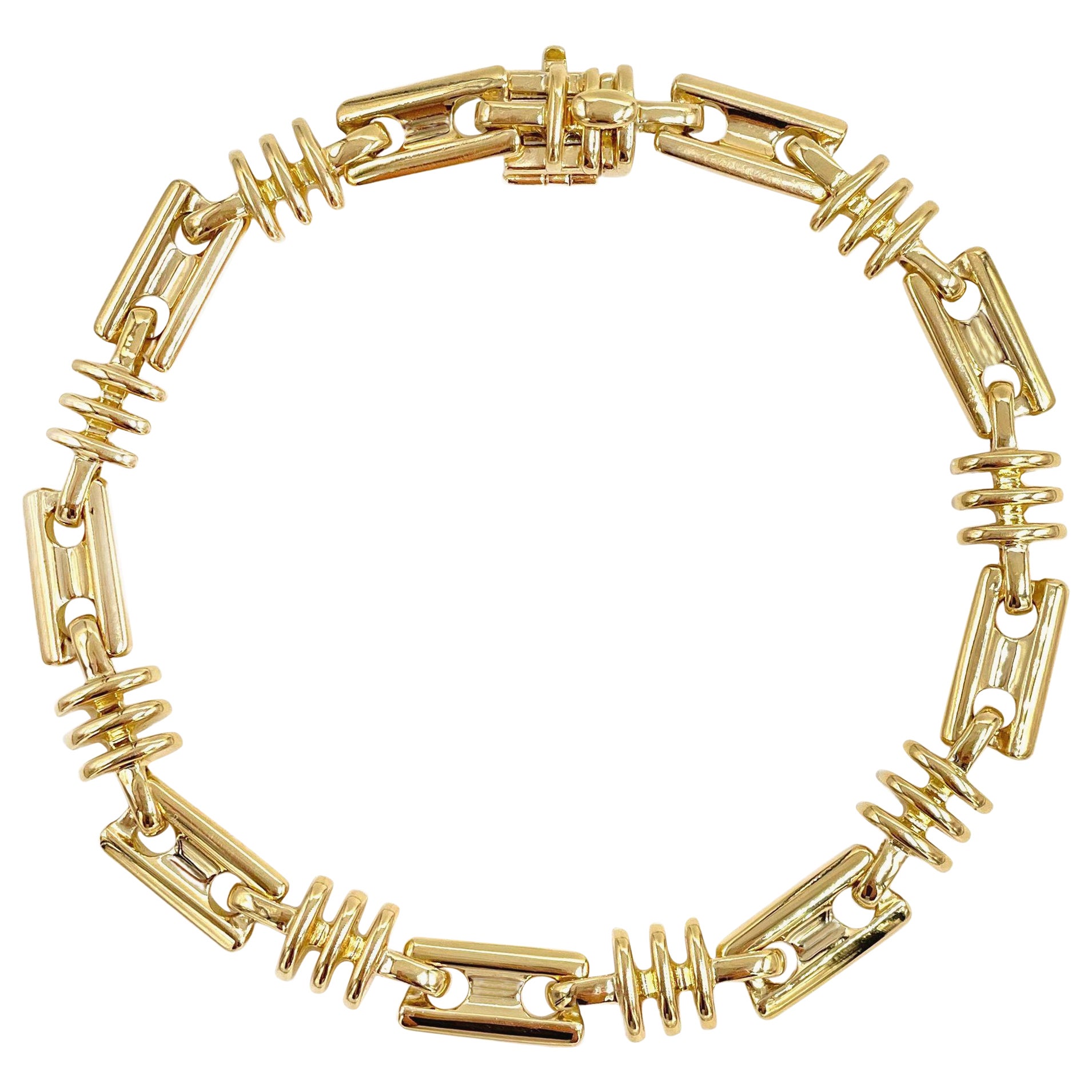 18k Solid Gold Men's Fancy Link Bracelet