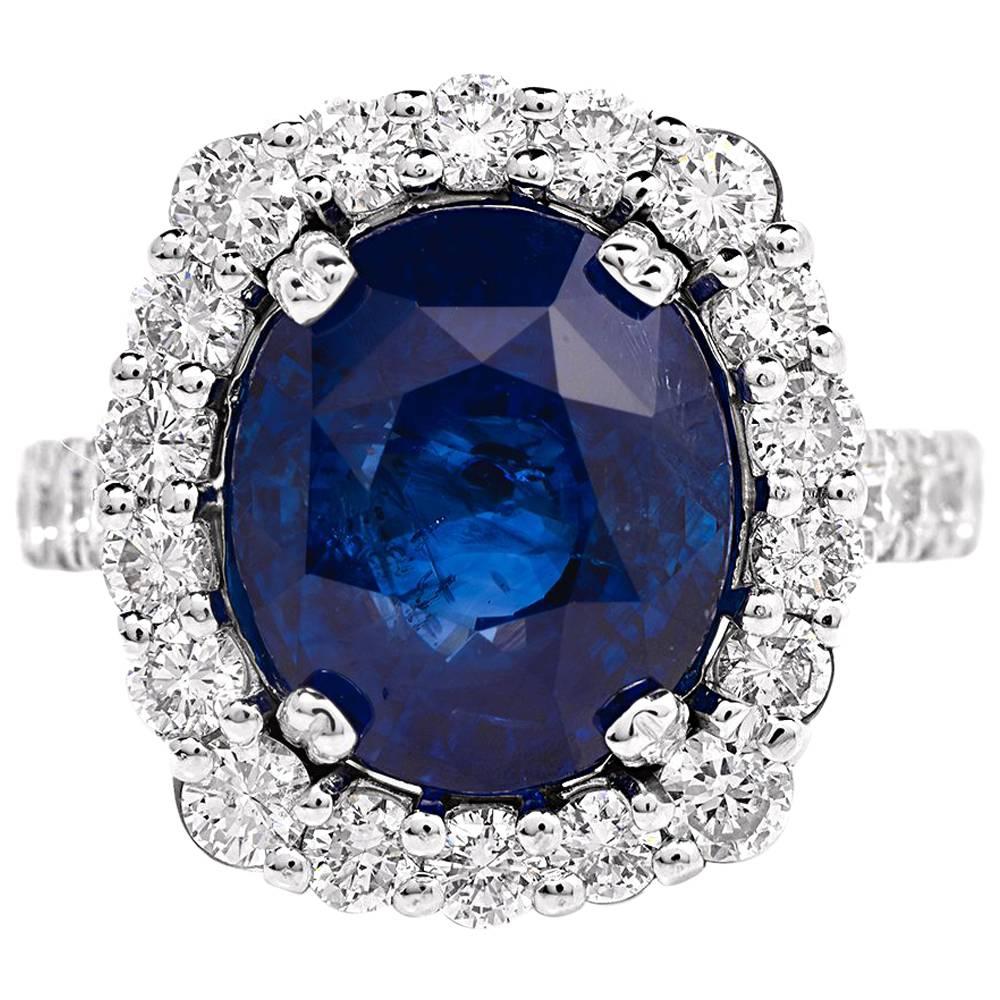 Certified Ceylon 12.57 Carat Sapphire Diamond Ring