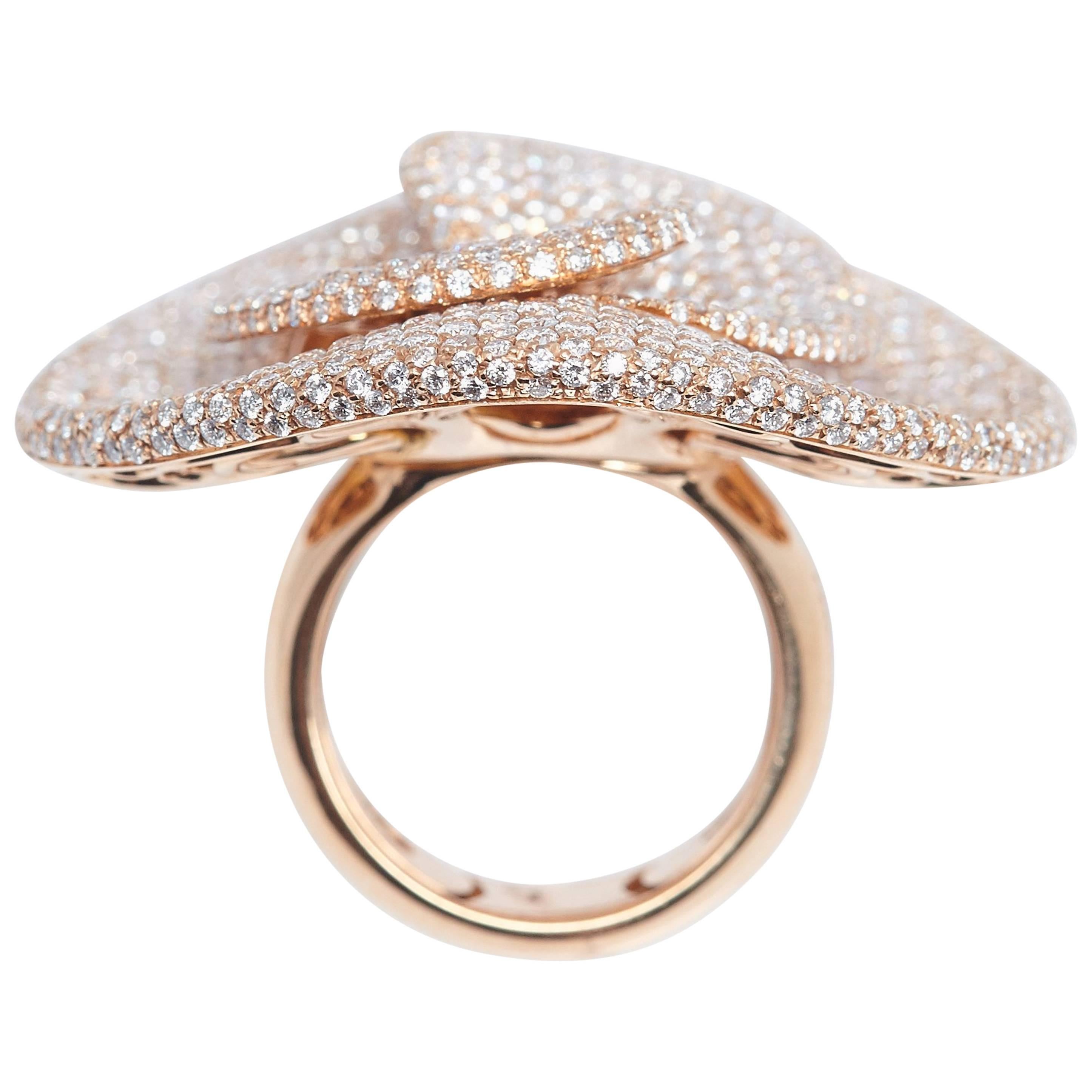 Palmiero Sombrero Diamond Rose Gold Ring For Sale