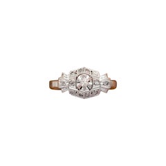 18k French Art Deco ring - 18 Karat white gold jewelry - natural diamonds