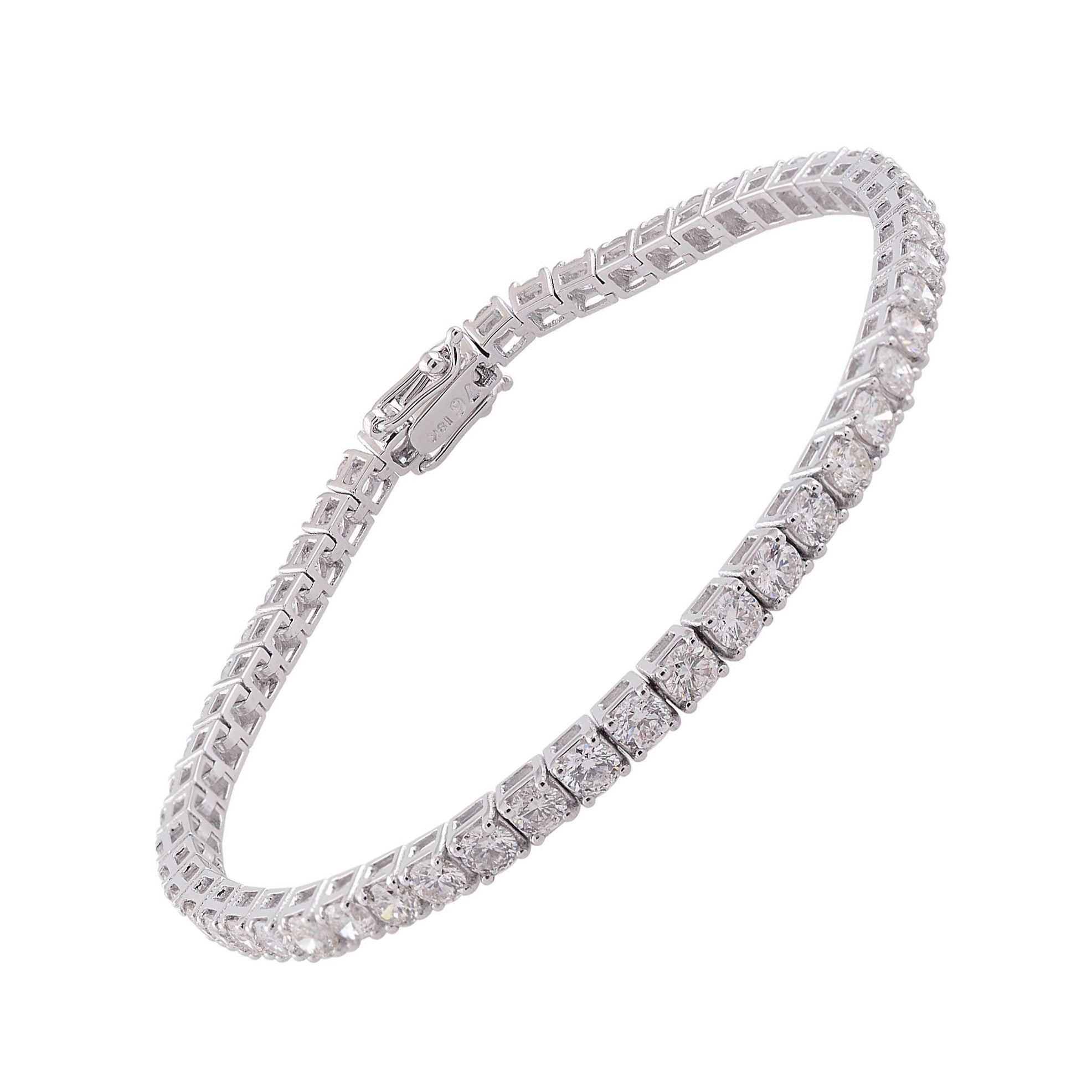 Diamante natural de 5,75 quilates SI/H Pulsera de tenis Oro blanco de 18 quilates Joyería fina