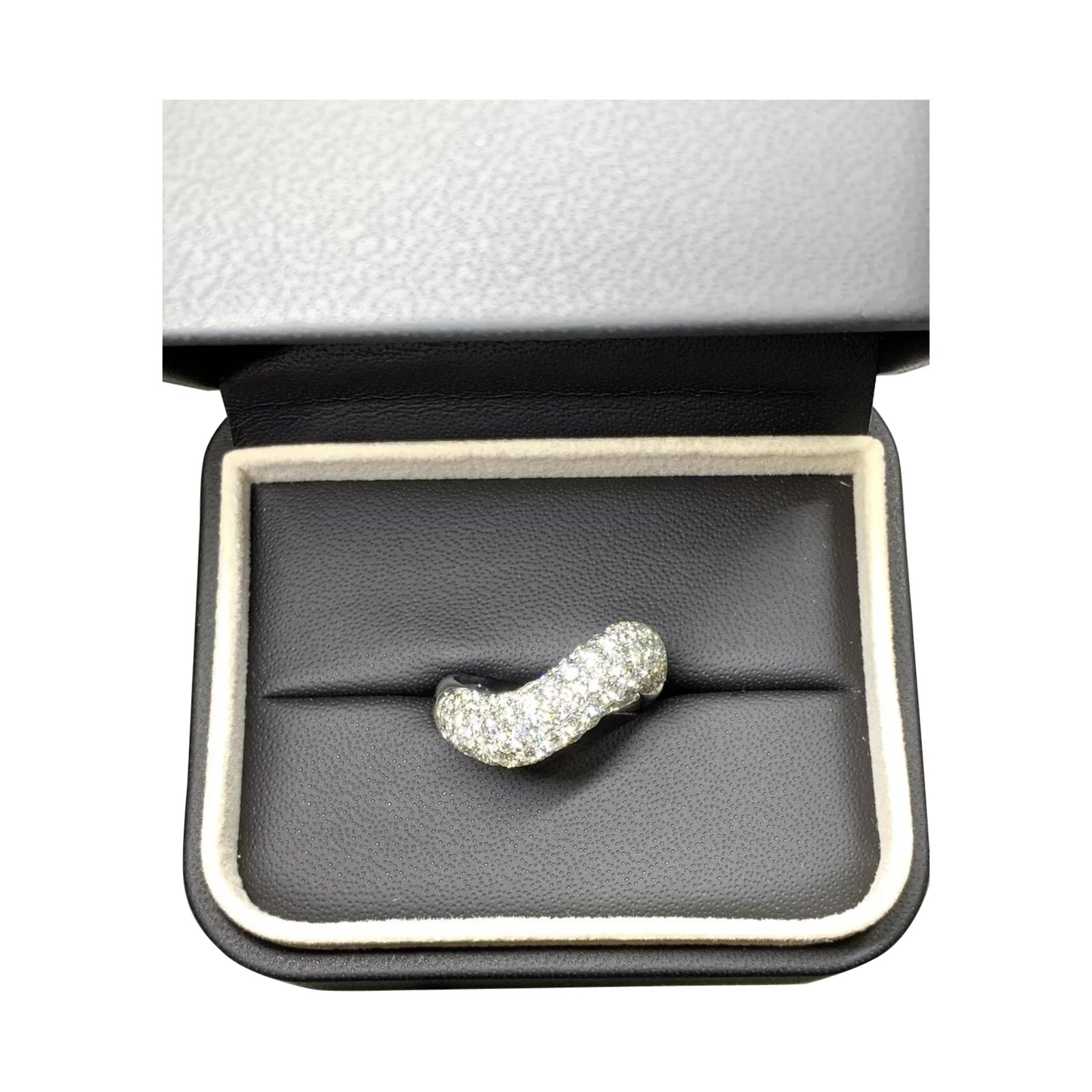 Diamond Curved Pave Wide Band Cocktail Bombe Ring in 18k White Gold