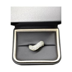 Diamond Curved Pave Wide Band Cocktail Bombe Ring in 18k White Gold