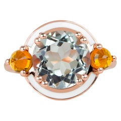 14k Gold Grüner Amethsyt-Ring, Statement-Edelsteinringe, Vintage-inspirierte Ringe