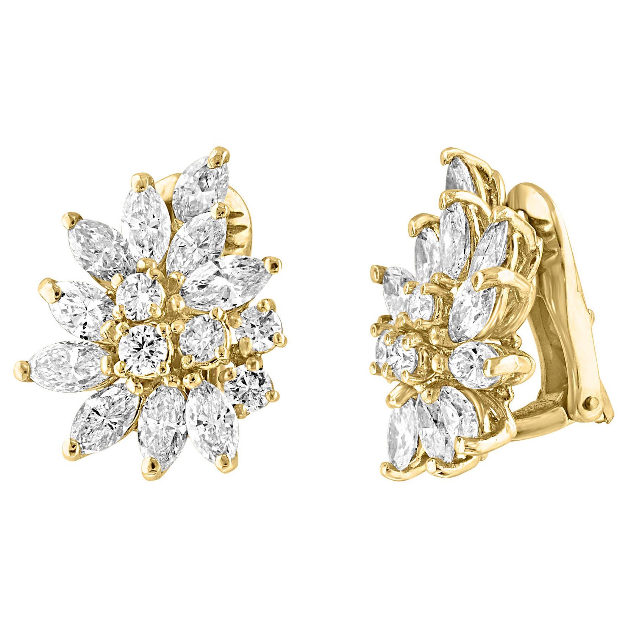 20 Natural  Marquise Diamonds & 10 Round Diamond Clip on Earring 18 KYG