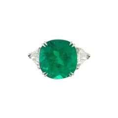 Bague en or blanc 18 carats, émeraude de Colombie et diamant, Gübelin