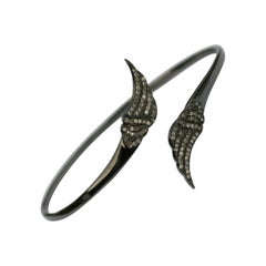 Pave Diamond Angle Wing Cuff Bracelet 925 Sterling Silver Diamond Bracelets