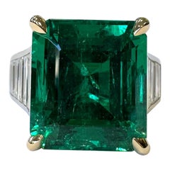 Colombian Emerald & Diamond Platinum Mounting Ring, Gübelin Certified
