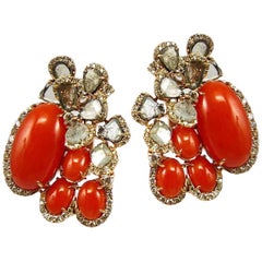 Coral Sliced Diamond Earrings