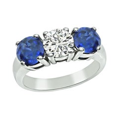0.85ct Diamond 2.50ct Sapphire Three Stone Ring