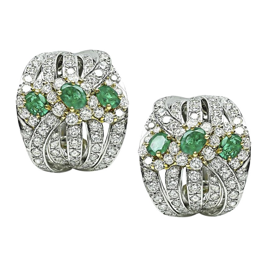 5.73ct Diamond 2.34ct Emerald Earrings