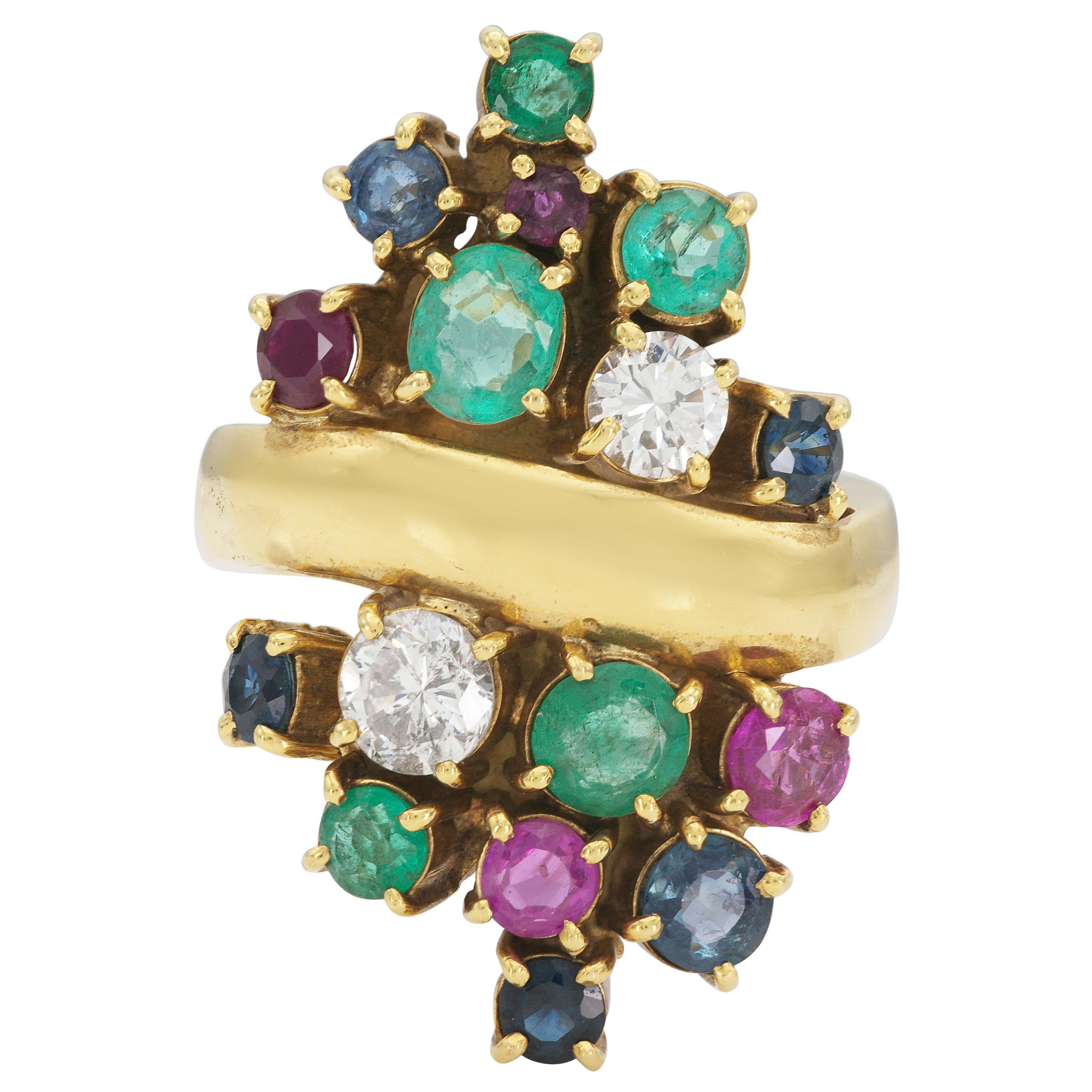 Vintage 1970s Multi-Gem Gold Ring