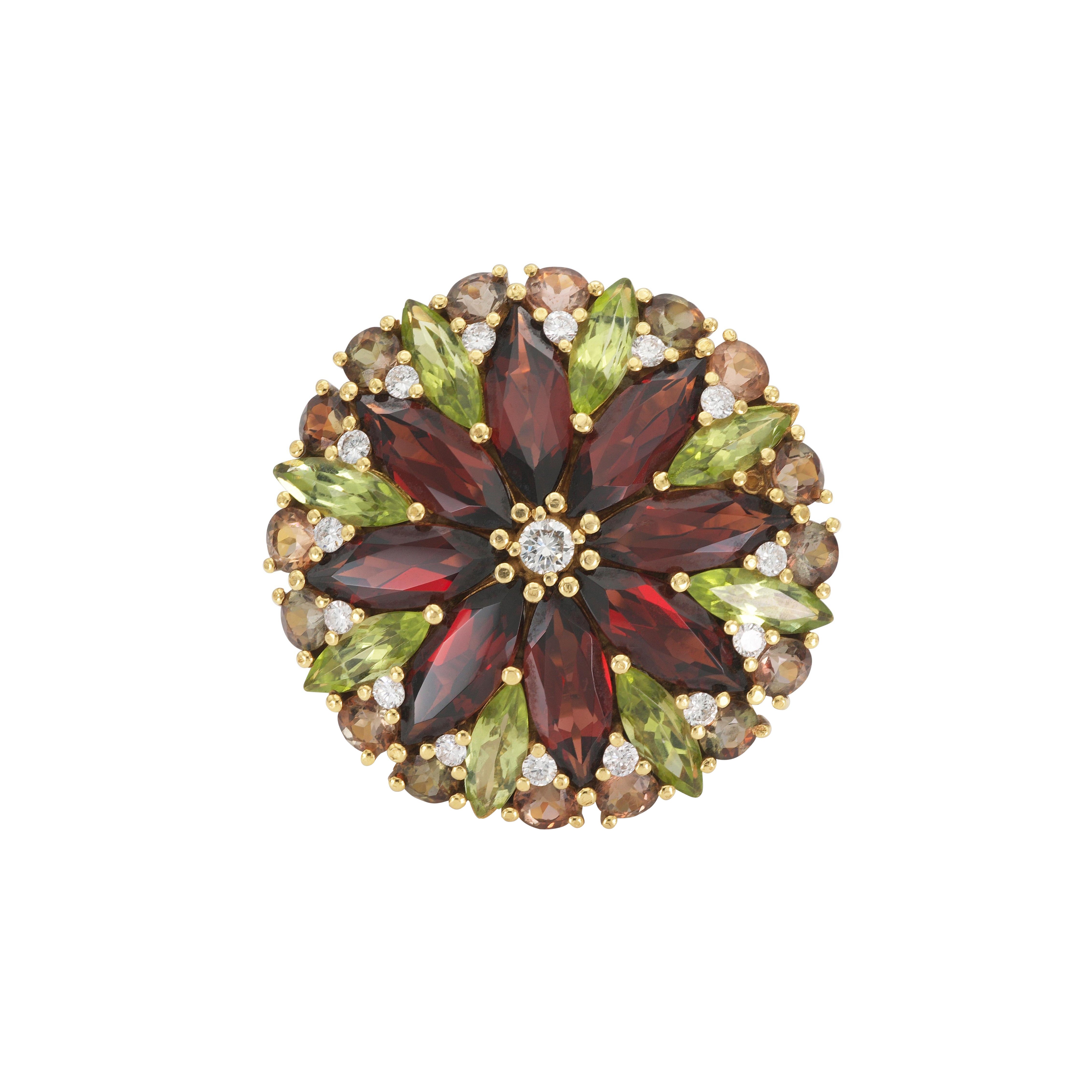 Vintage 1960s Multi-Gem Flower Ring