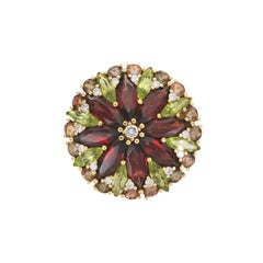 Vintage 1960s Multi-Gem Flower Ring