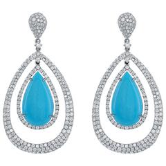 Turquoise Diamond Pave Hanging Earrings 11