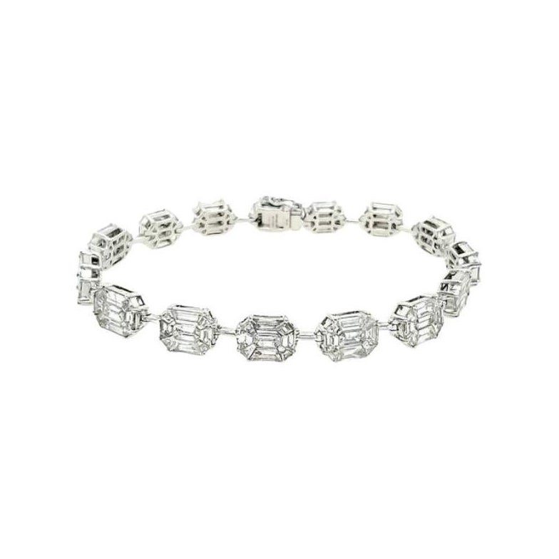 NEU $156, 330 18KT Gold Fancy Gorgeous Large Diamond Baguette-Tennisarmband, Fancy
