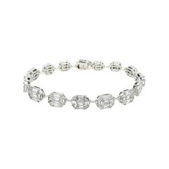 NWT $156, 330 Bracciale tennis in oro 18KT con diamanti baguette di grandi dimensioni e di fantasia