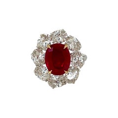 No-Heat Burmese Ruby & Diamond Ring, AGL & Gübelin Certified