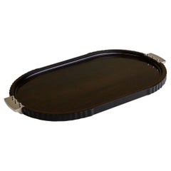 Puiforcat Art Deco Style Rosewood & Silver Plate Tray